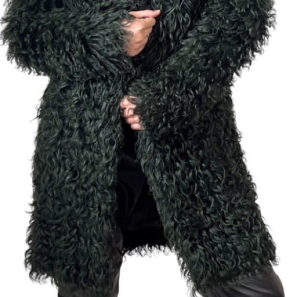 Authentic GUCCI Tom Ford 2014 Curly Shearling Fur Green Jacket Coat Med FRE GIFT - Picture 12 of 16